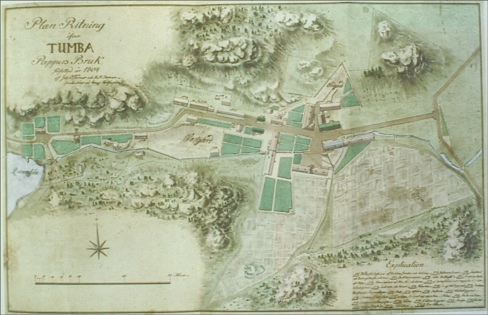 Karta över Tumba bruk från 1804. 