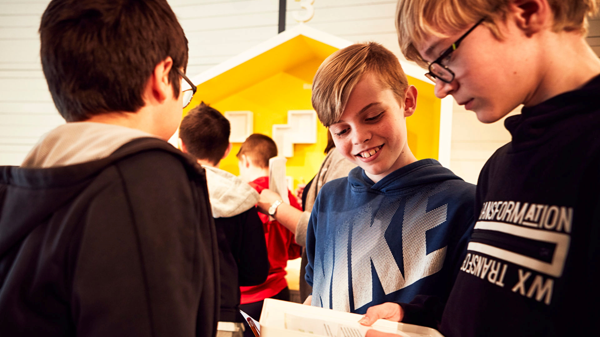 Children together in an exhibition