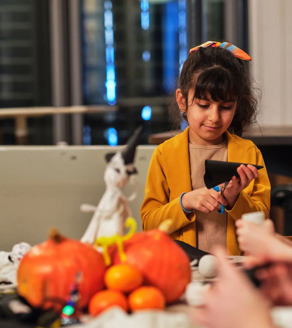 A child doing crafts