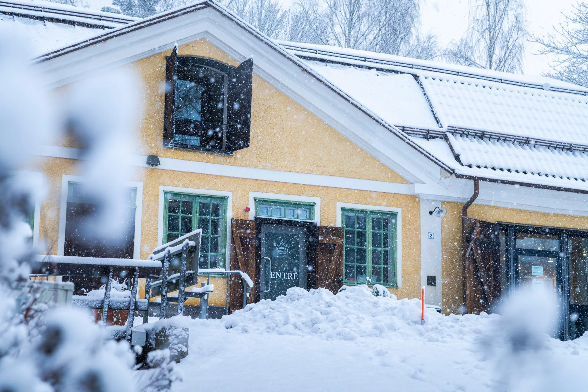 Outside the museum during winter